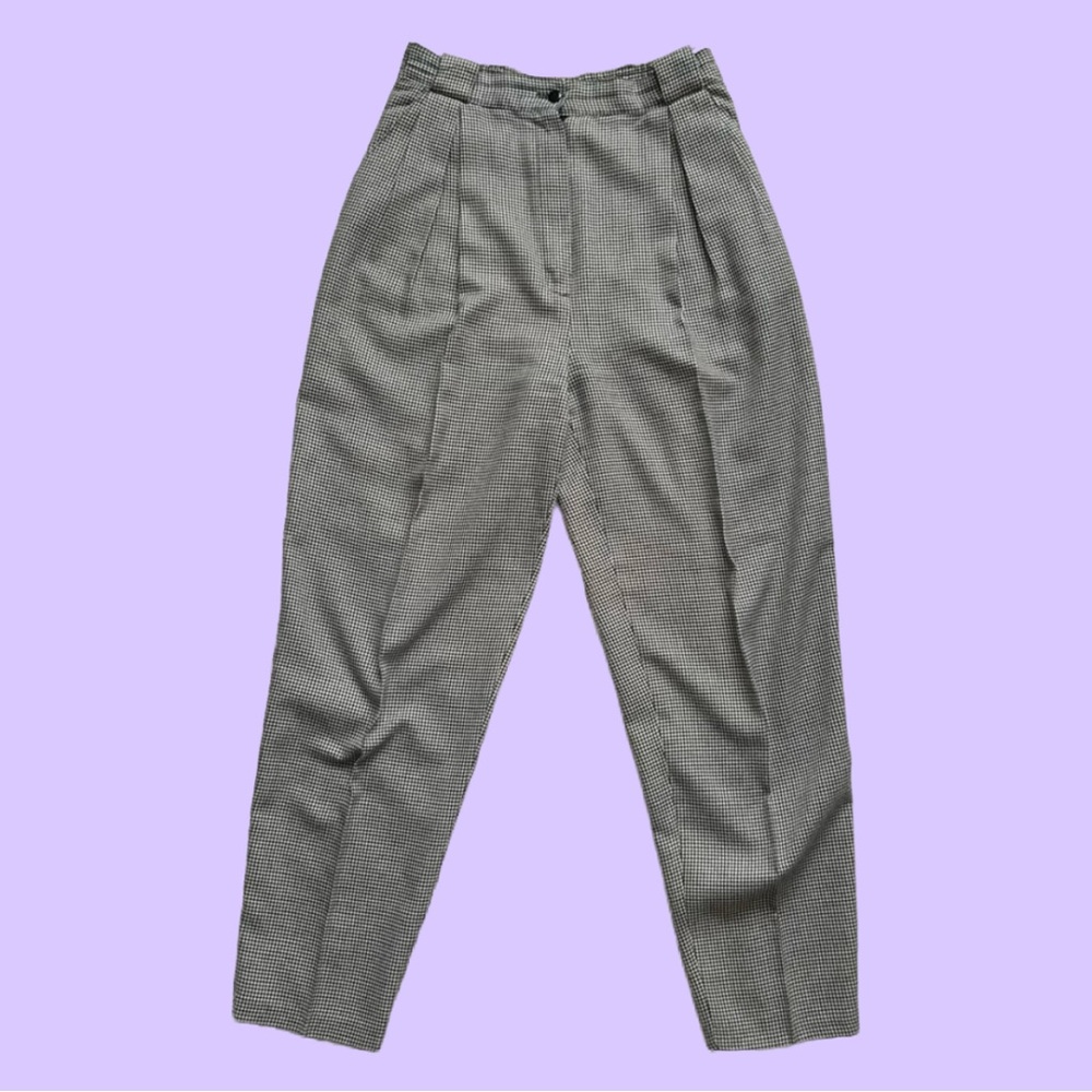 Vintage 90s Houndstooth High Rise Pleated Pants Unisex Medium 10